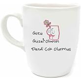 G&ouml;t&uuml; G&uuml;zel Olanın Derdi &Ccedil;ok Olurmuş Krem Oval Kupa - Hediyelik Kupa Fincan Mug