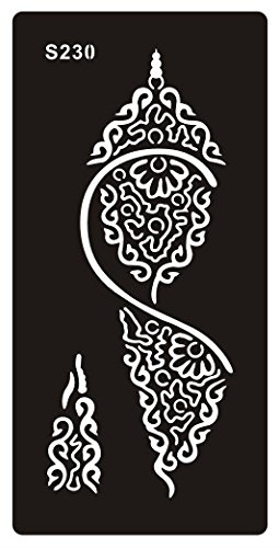 STENCILS TEMPLATES TATTOO Mehndi Indian Stencill Henna Designs - single use S230 - suitable for Henna Tattoo Glitter Tattoo and Airbrush Tattoo