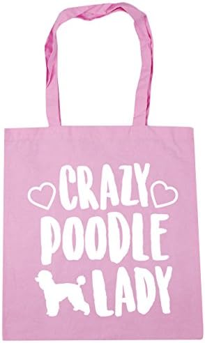 HippoWarehouse Crazy poodle lady dog Tote Shopping Gym Beach Bag 42cm x38cm, 10 litres