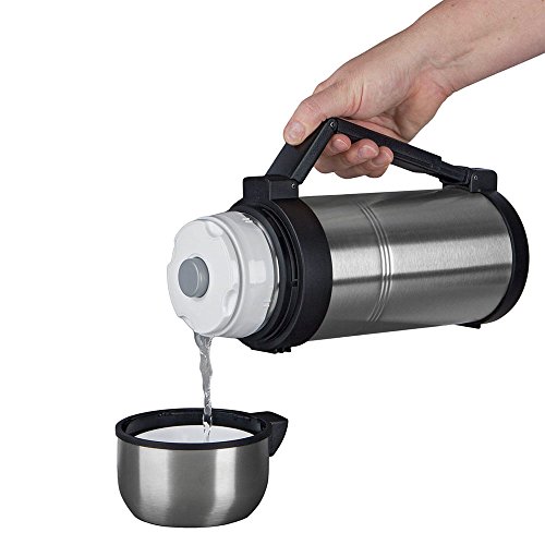 Isosteel VA-9560WQAT Isolierflasche 1,5 L, extragroße Einfüllöffnung, 18/8 Edelstahl mit Quickstop-Einhandausgießsystem und Klappgriff, titan-grau - 4