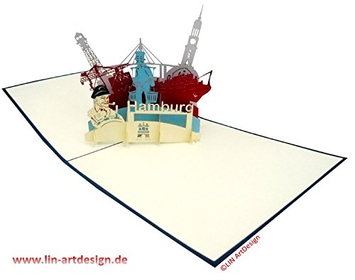 LIN-POP UP 3D Grußkarten Stadtkarten Hamburg, Glückwunschskarten Geburtstagskarten Gutscheinskarten Hamburg - 3