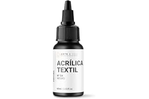 Arts & You Pintura Acrílica Textil 60ml Ideal para pintar Ropa y Tejidos | Pintura Fluida para manualidades en tela | Adhesión en Tejidos muy duradera (54 Negro)