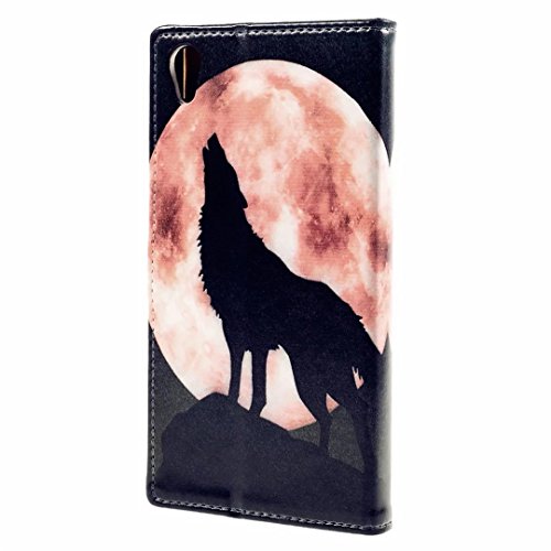 Sony Xperia Z3+ / Z3 Plus Hülle Handytasche, MUTOUREN 2 in 1 Zubehör für Sony Xperia Z3+ / Z3 Plus Slim PU Tasche Klapp Flip Folding Magnetisch PU Leder Flip Cover Tasche mit Kartensteckplatz Brieftasche Hinterschale Kartenschlitz + Metall Stift Stylus – Wolf - 4