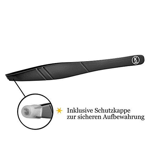K-Pro Pinzette zum Augenbrauen zupfen aus Edelstahl mit schräger Spitze (Schwarz) - 4