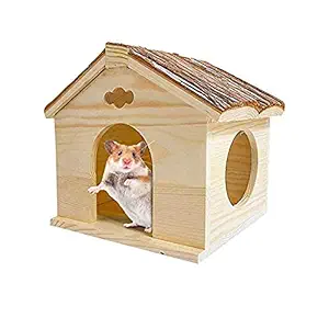BLSMU Guinea Pig Hideout Huts Gerbil Wood House Playground Natural Chew Toys for Dwarf Hamsters, Syrians Hamster, Chinchilla