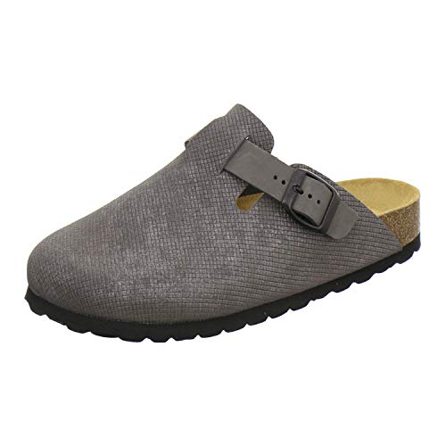 AFS-Schuhe 2900 Clogs Damen, Bequeme Hausschuhe, echt Leder Größe 40 EU Grau (Stone)