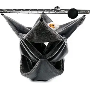 LeerKing Rat Ferret Hammock for Cage, 3 Tier Pet Guinea Pig Chinchilla Hammock Bed Hanging Warm Plush Hideouts for Small Animals Sugar Glider Squirrel