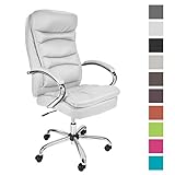 TPFLiving Chaise Fauteuil de Bureau XXL Queens - Similicuir Blanc - Max: 210kg