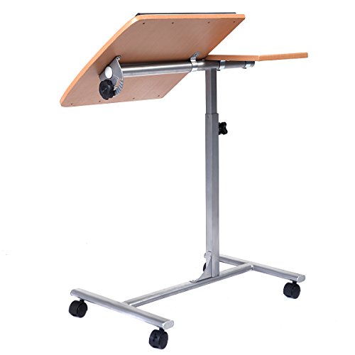 Costway Notebookständer Laptoptisch Notebooktisch Rolltisch Betttisch Pflegetisch mit Rollen und Bremsen höhenverstellbar - 4
