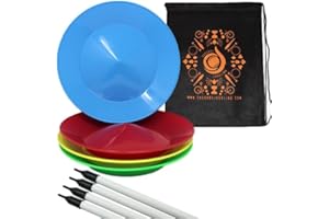 Cascade Juggling Set of 4 Spinning Plates and Sticks - Flexi Kid's Plate Spinning Set - Includes Cascade Carry Bag (Red, Yellow, Blue, Green)