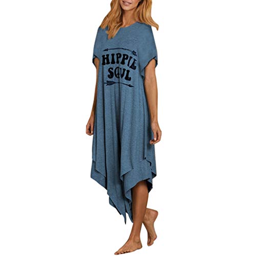 Preisvergleich Produktbild MCYs Frauen Buchstaben, die Trägershirt Kleid Kurzschluss Hülsen RundhalsBeiläufiges Kleid drucken