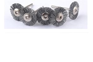 ROSVER 5pz - Mini spazzola a disco D.25 - gambo 3mm in acciaio x dremel mini trapano