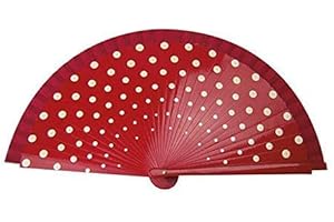 GARGOLA.ES OPERADORES DIGITALES ABANICOS DE Madera- Rojo Decorados con Lunares Blancos- Detalles para Boda para Invitados- Abanico Español- Flamenco.