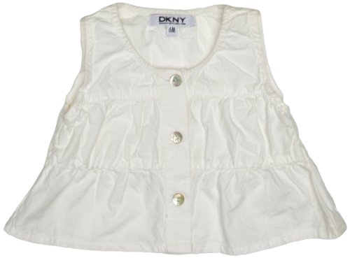 DKNY Unisex Baby Unisex Tiered Button-through Sleeveless Top 6 Months White