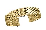 20mm Herren-Qualität Metall-Uhrenarmband Bänder in Gold 316l Inox-Stahl mit abnehmbarem Link gebogenes Ende