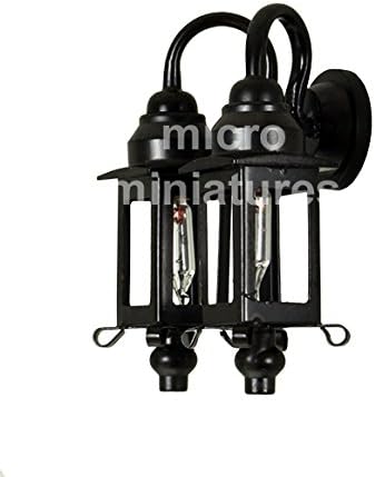 Dolls House 1-12 Scale Double Black Coach Wall Lamp ML-12052