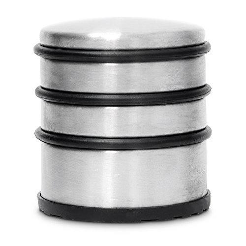 Relaxdays Türstopper, Edelstahl, Hoch, Für schwere Türen, Gummi-Schutz, HBT: ca. 75 x 68 x 68 mm, silber - 3