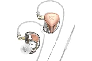 EZ EAR KZ ZEX Pro, KZ X Crinacle CRN 10 MM Circuito magnético Dual dinámico de Alta frecuencia Armadura equilibrada Dispositivo electrostático magnetostático, Auriculares de 2 Pines(Oro, con micrófono)