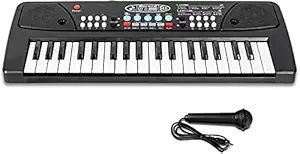 SNV Keys Electric Piano Keyboard,Multi-Function Portable Piano for Kids with Recording Microphone Electronic Keyboards for Beginners Kid Musical Toys Instrumental Piano (Black) (37 Keys Musical Piano)