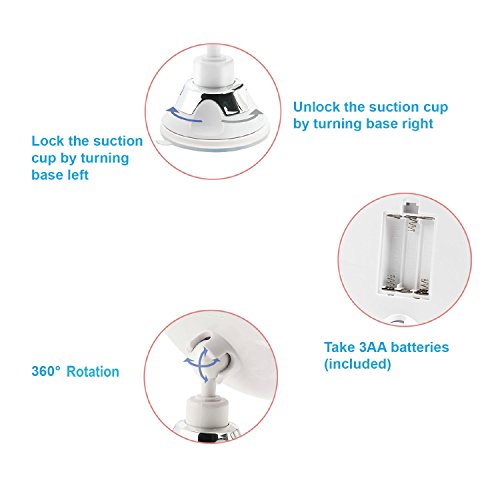 Auxent Kosmetikspiegel LED Beleuchtet mit 7-facher Vergrößerung und Starkem Saugnapf, 360° Schwenkbar, Schminkspiegel viereckig mit Blendfreier Beleuchtung für Zuhause und Unterwegs - 6