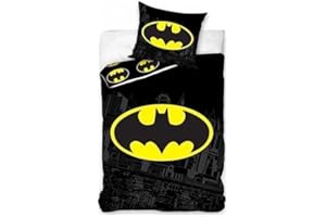 ARLIS Set copripiumino Batman, 1 copripiumino + 1 federa per cuscino, 100% cotone (140 x 200 cm, set da letto Batman, A)