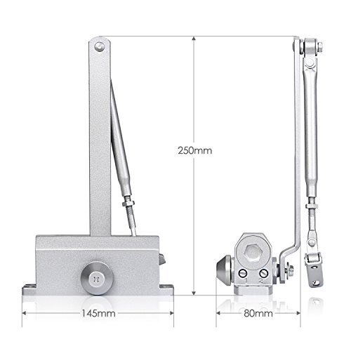 Amzdeal Türschließer Türstopper klein Aluminium-Druckguss Minitürschließer für Tür (Silber) - 2