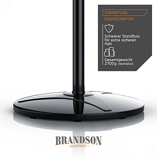 Brandson – Standventilator mit Fernbedienung / Standlüfter | höhenverstellbarer Standfuß | Neigungswinkel verstellbar | 50W | hoher Luftdurchsatz | 3 verschiedene Geschwindigkeitsstufen | Oszillationsfunktion ca. 80° | schwarz - 6