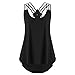 Produktbild BA Zha HEI Damen Pure Farbe Ärmellos Kreuz Bandagen Weste Mantel Sommer Elegant Chic Oberteil Locker Bluse Top T-Shirt Bluse Sleeveless Tops (Schwarz, L)