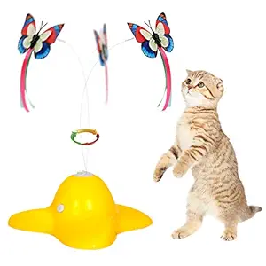 Zenes Cat Toys, Funny Exercise Electric Flutter Rotating Kitten Toys, Cat Teaser with Butterfly Replacement