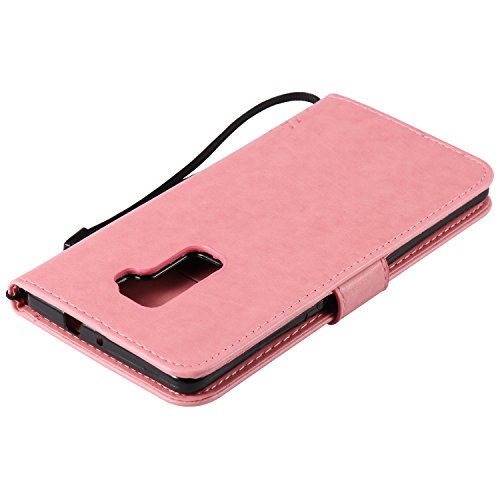 Huawei Mate S Hülle Rosa im Retro Wallet Design,Cozy Hut Huawei Mate S Hülle Leadertasche Premium Lederhülle Flip Case im Bookstyle Folio Cover Kartenfächer Magnetverschluss und Standfunktion Leder Schale Etui für Huawei Mate S (5,5 Zoll) Handytasche Schutzhülle Katzen und Bäume Muster – rosa - 6