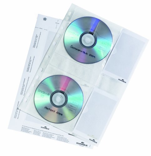 Durable 522219 CD/DVD-Hüllen A4 für 4 CDs/DVDs, aus PP, Beutel à 5 Stück, transparent - 3