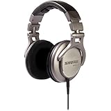 Shure SRH940-E Professional Closed-back Reference Studio Headphones for professional applications, precisely tailored flat frequency response to deliver rich bass, clear mid-range and extended highs, detachable cable, velour ear pads, collapsible, black/silver