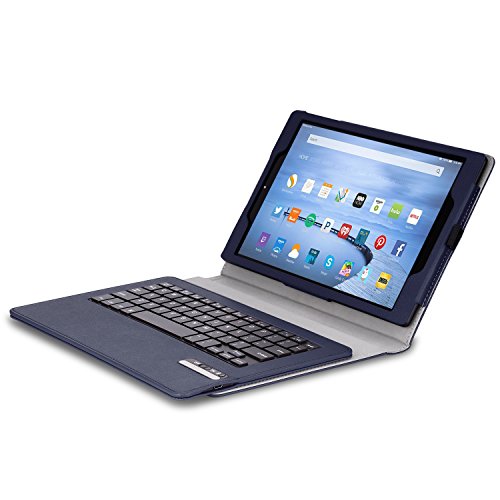 MoKo Fire HD 10 Bluetooth Tastatur Hülle Keybord Case – PU Leder Schutzhülle mit abnehmbarer Wireless Bluetooth Tastatur QWERTY für Amazon Fire HD 10.1 Zoll(5. Generation – 2015 Modell),Marineblau - 3