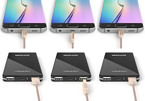 3-er-Pack USB auf Micro USB Kabel Reversible Datenkabel mit Nylon für Ladekabel Samsung Galaxy S5 S6 S7 Edge mini A5 A3 2016 Huawei Mate 8 Handy 1m lang 2A Gold - 5
