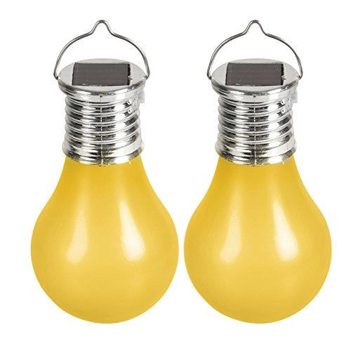 Cogex 403746-Set di 2 lampade a energia solare a LED con gancio in plastica, diametro 6 cm, colore: giallo