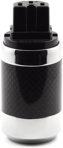 HiFiKing High-End Carbon Fiber Shell Rhodium IEC Plug Connector, Rhodium Plated Contacts, Black