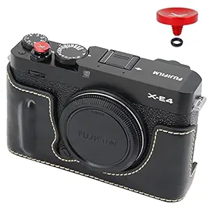 Camera PU Leather Half Case Protective Bag Compatible with Fuji Fujifilm X-E4 XE4 (Black)