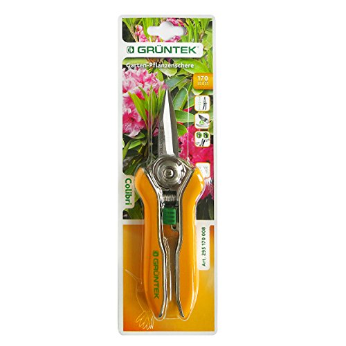 GRÜNTEK Garten- Pflanzenschere COLIBRI 170 mm Edelstahlklingen mit Zink-Legierung Blumenschere mit Soft-Touch Ergo-Griff, Trimmerschere Bypass - 2