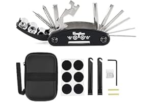 WOTOW 16 en 1 Multiherramienta Bicicleta, Kit Reparacion Herramientas Bicicleta, con Barra de Palanca de Neumáticos, Kit Repara Pinchazos Bicicleta,para el Mantenimiento Diario de Bicicletas