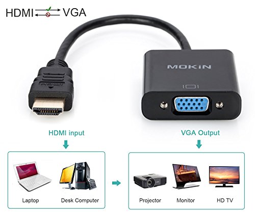 HDMI zu VGA, Mokin 1080P Active HDTV HDMI zu VGA männlich zu weiblich Adapter Konverter Kabel für HDMI PC/Laptop - 5