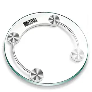 ZYNATY Personal Digital Bathroom Weighing Scale glass weight Machine for body weight measurement (8mm White Round Weighing machine) (round glass) (TRANSPARENT GLASS)