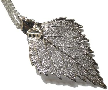 Arborvita Real Birch Leaf Silver Pendant Necklace