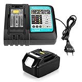 Energup BL1840 18V 4,0Ah Batterie de Remplacement + 1.5A 7.2V~18V Chargeur pour Makita BL1815 BL1830 BL1840 BL1850 LXT400 DC18RA DC18RC