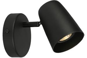 A AISILAN Aisilan Wall Light Black Adjustable Single Modern Wall Spotlight with GU10 LED Warm White Bulb Spot Lights for Bedroom Hallway