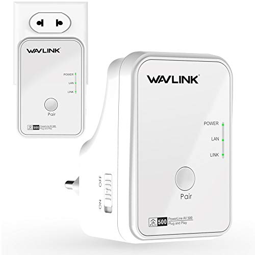 WAVLINK-Powerline-Kit-de-dmarrage-AV500-Non-Configuration-requis-500-Mbits-Accs-Ethernet-Via-Powerline-Compact-avec-2-Ports-Ethernet-et-2-Boutons-de-Couple
