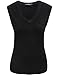 Camii Mia Women's V Neck Solid Tank Top (Medium, Black)