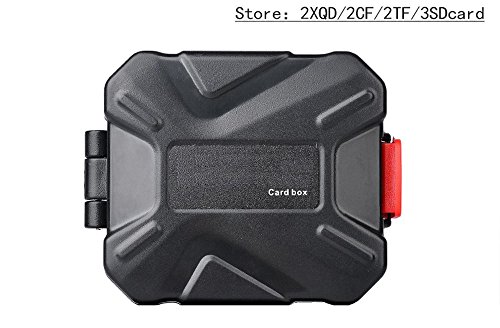 flashwoife Turtle-SD3MSD2CF2XQD2S spritzwassergeschütze Speicherkarten Schutzbox für 3 Stück SDHC und 2 Stück MicroSD und 2 CF and 2 XQD Cards Case in schwarz mit schwarzem Inlay - 3