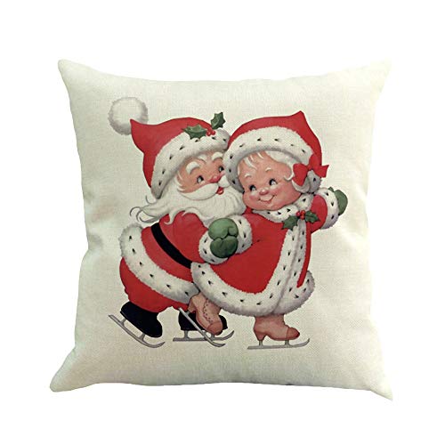 Goosuny Weihnachts Dekoration 45X45cm Komfortable Kissenbezug Leinen Couchkissen Kissenhülle Schneemann Print Deko Für Sofa Auto Innenraum Draußen Gartenstühle Weihnachten(I,1 PC)