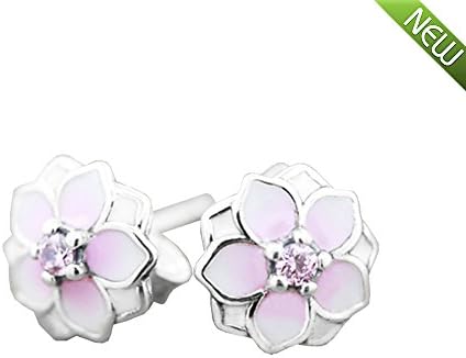 PANDOCCI 2017 Spring Collection 925 Sterling Silver Magnolia Bloom Stud Earrings for Women Jewelry