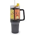 Pokemon 40oz (1200ml) Insulated Tumbler Stainless Steel Cup with Straw and Handle for Water, Iced Tea, Coffee or Smoothie, Black